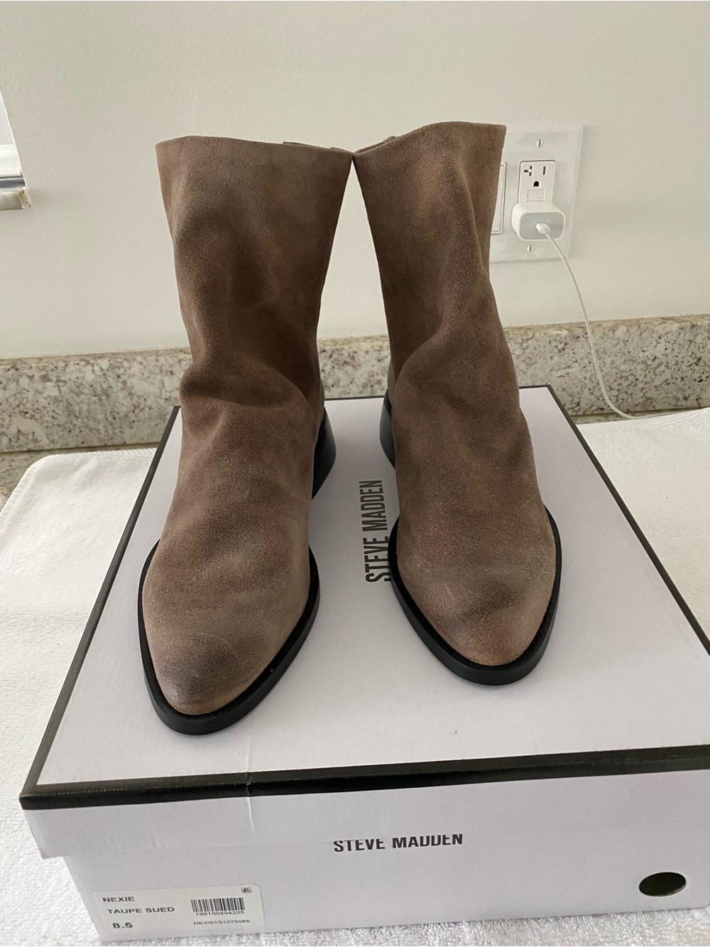 NEW Steve Madden Taupe Suede Women's Ankle Boots Nexie 8.5
